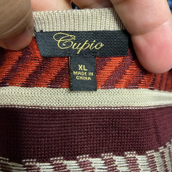 CUPIO Earth Color Chevron Stripe Open Front Duster Cardigan - Picture 4 of 6